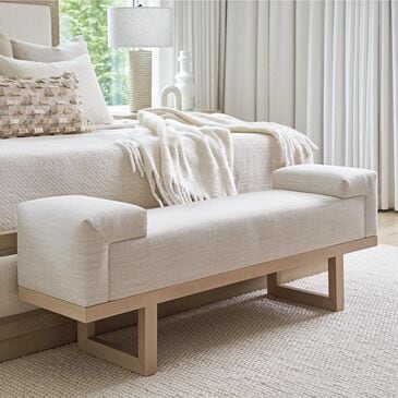 Lexington Furniture Abbott Bench in Off White Fabric and Sea Oat Finish, , large