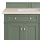 James Martin Brittany 72" Double Bathroom Vanity in Smokey Celadon with 3 cm Eternal Marfil Quartz Top and Rectangular Sinks, , large