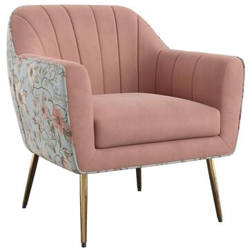 Golden Wave Furniture Ophelia Floral Print Accent Chair in Pink, , large