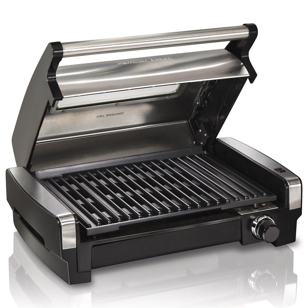 Hamilton Beach Searing Grill with Lid Window in Stainless Steel, , large