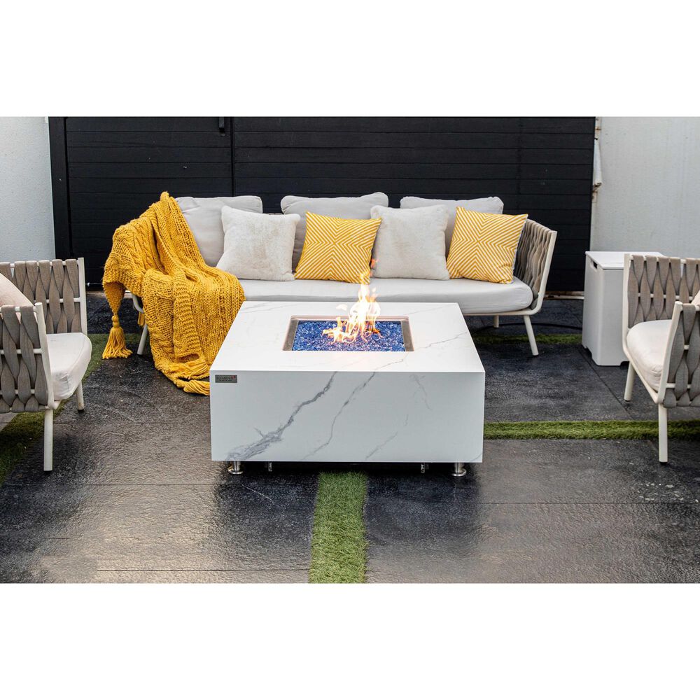 Table Fireplace Square white