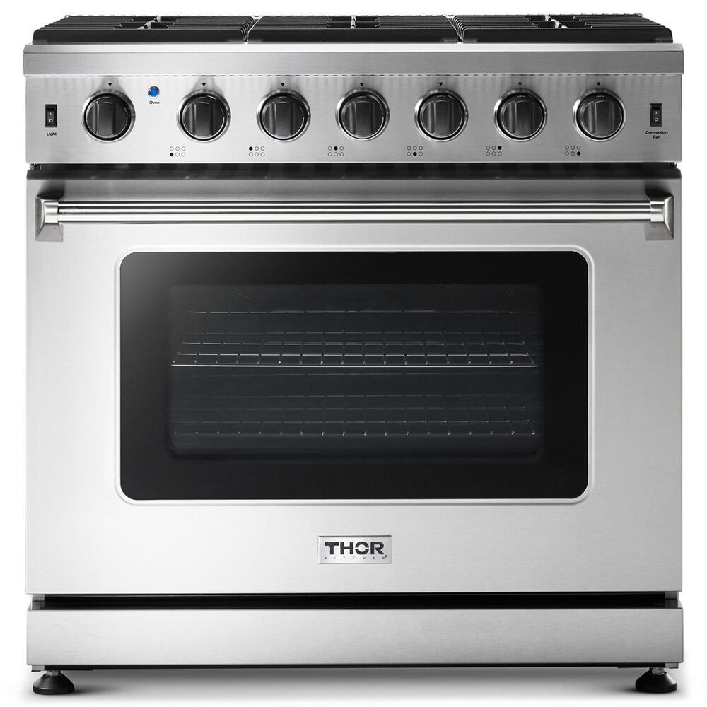 Thor Kitchen 36" Freestanding Professional Gas Range with Storage Drawer in Stainless Steel, , large