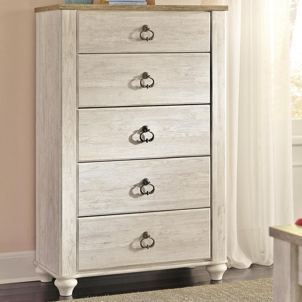 Signature Design by Ashley Willowton 5 Drawer Chest in White Washed, , large