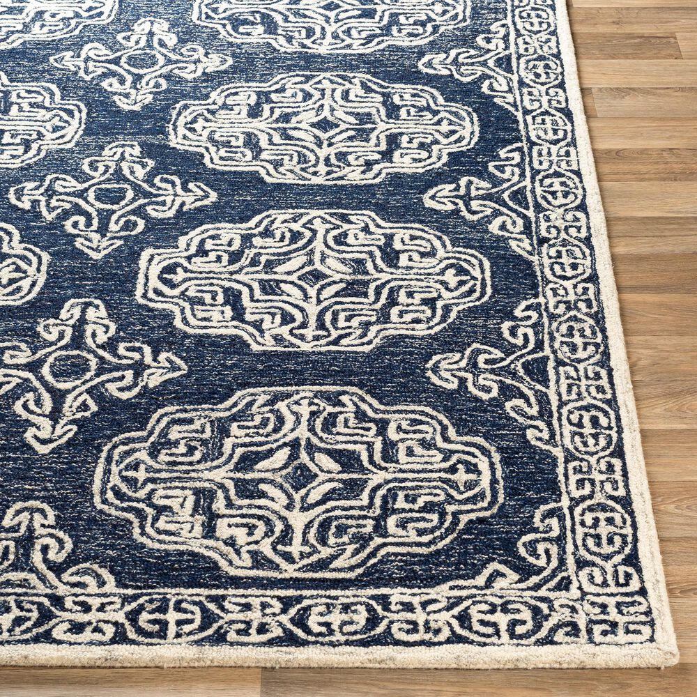 Surya Granada GND-2308 2&#39;6&quot; x 8&#39; Dark Blue, Ivory and Charcoal Runner, , large