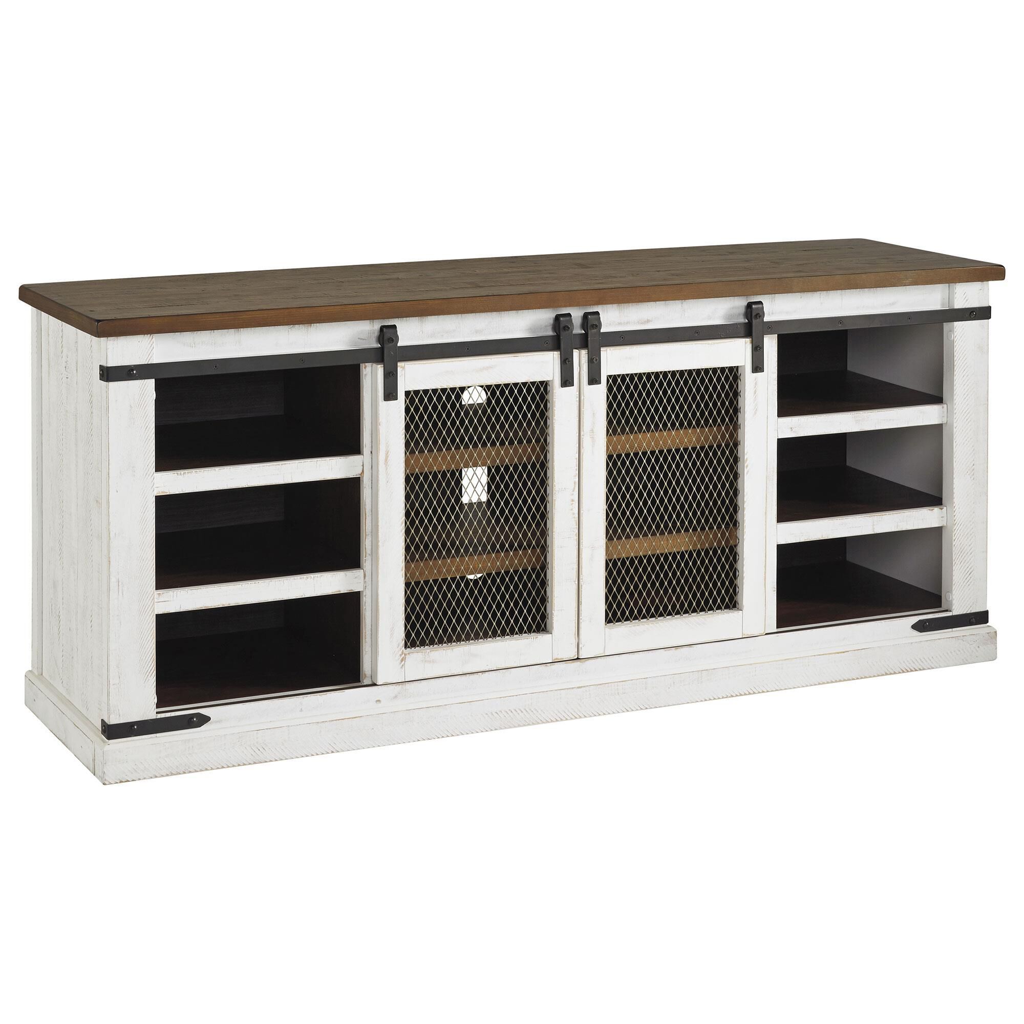 signature design by ashley wystfield white/brown cocktail table with storage