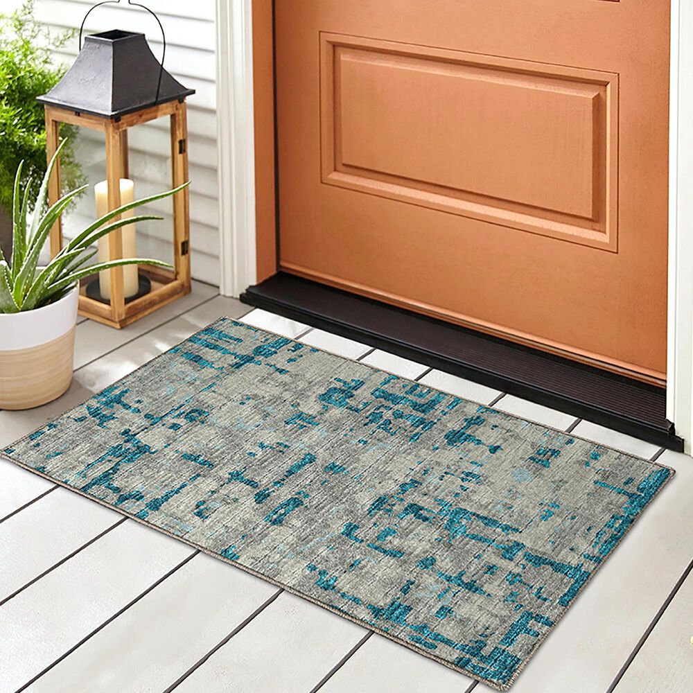 Dalyn Rug Company Brisbane Abstract 1&#39;8&quot; x 2&#39;6&quot; Teal Area Rug, , large