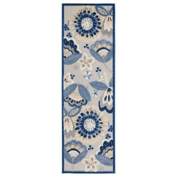 Nourison Aloha ALH25 2" x 6" Blue and Grey Indoor/Outdoor Runner, , large