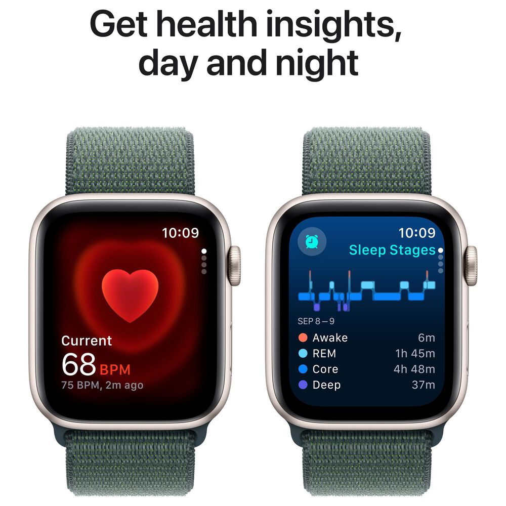 Apple Watch SE GPS + Cellular 44mm Starlight Aluminum Case with Lake Green Sport Loop &#40;Pre-Order&#41;, , large