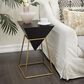 Uma Enterprises 24" Pyramid Accent Table with Metal Stand in Black and Gold, , large