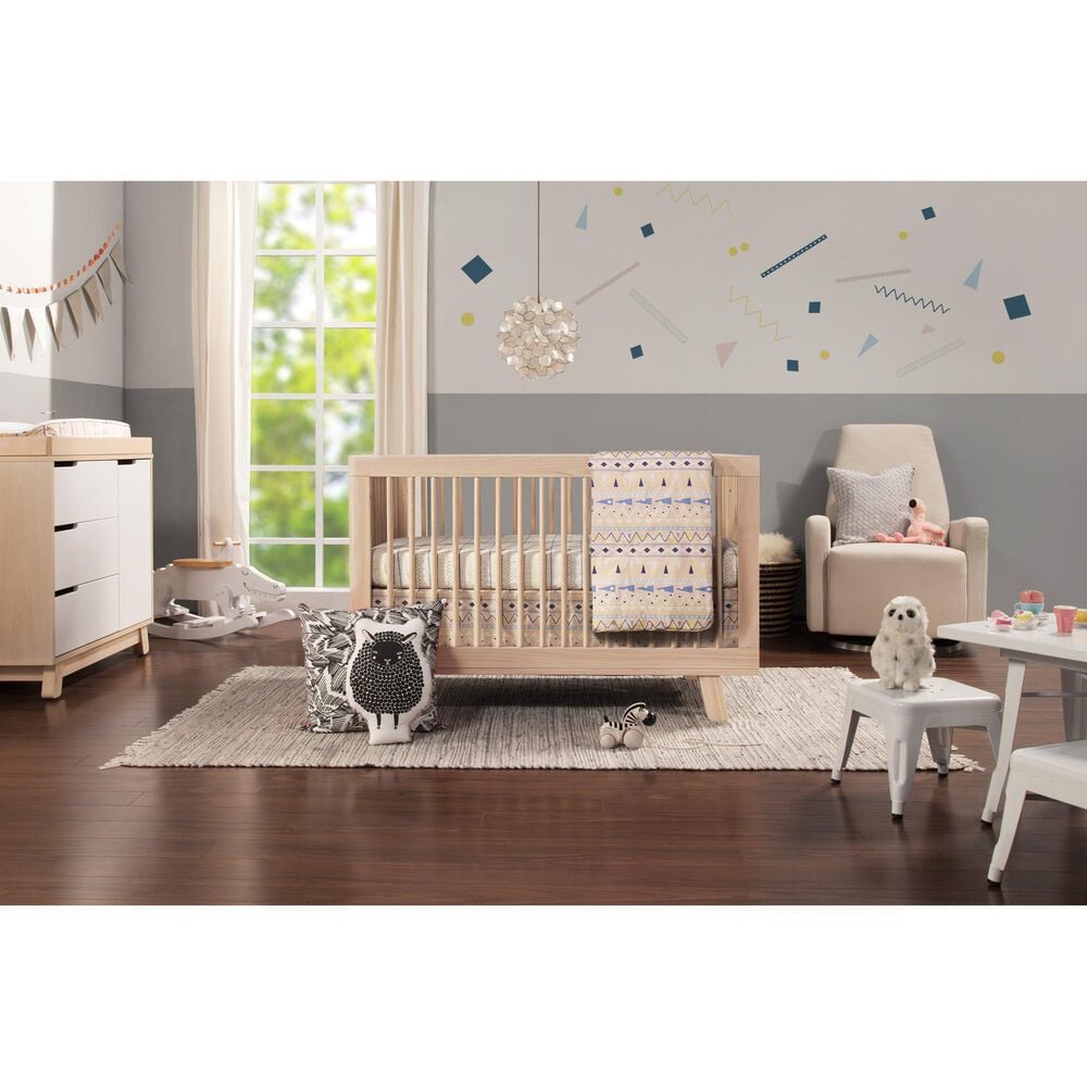 Babyletto Hudson Crib and 3 Drawer Dresser Set in Washed Natural and White, , large