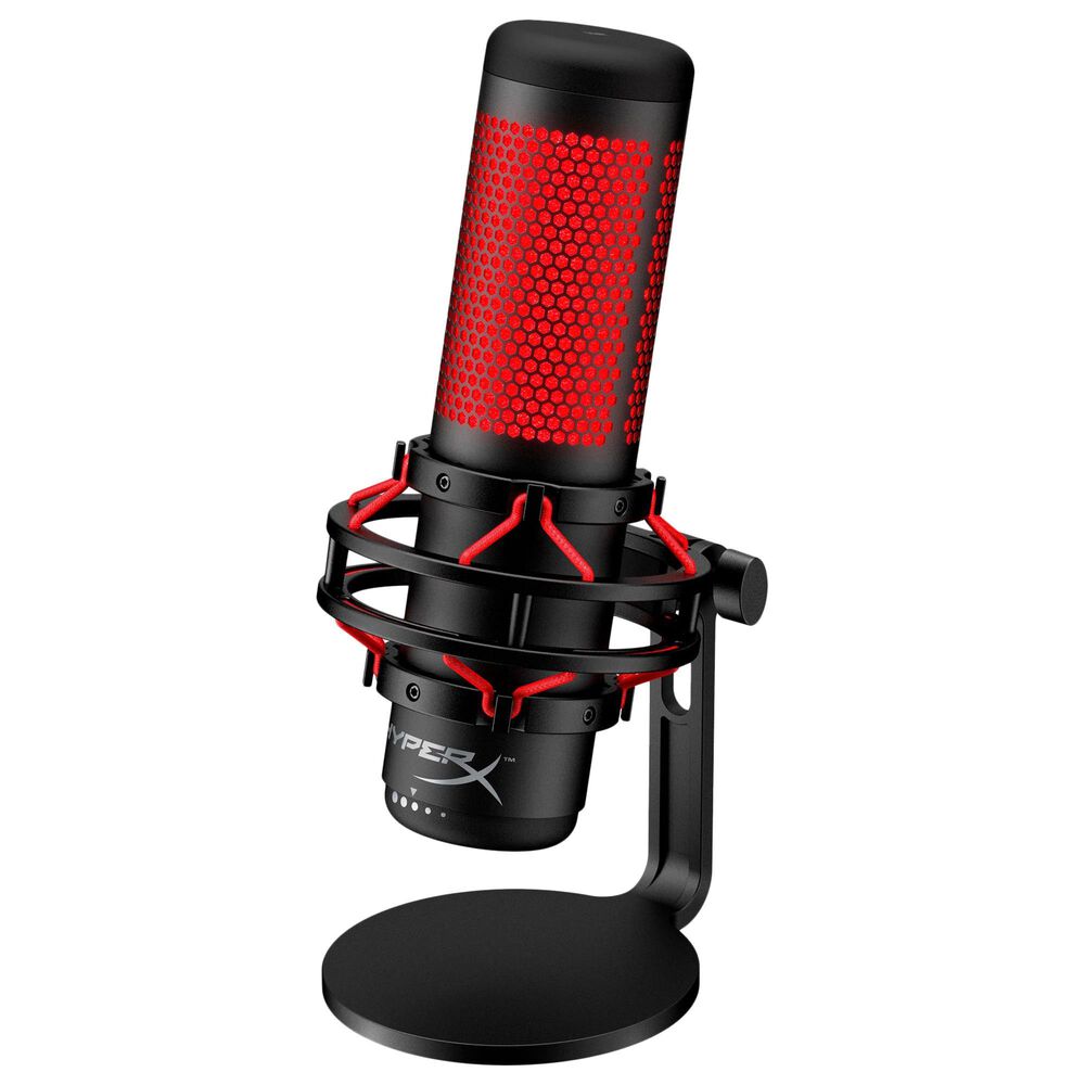 HyperX QuadCast Wired USB Electret Condenser Microphone in Black and Red, , large