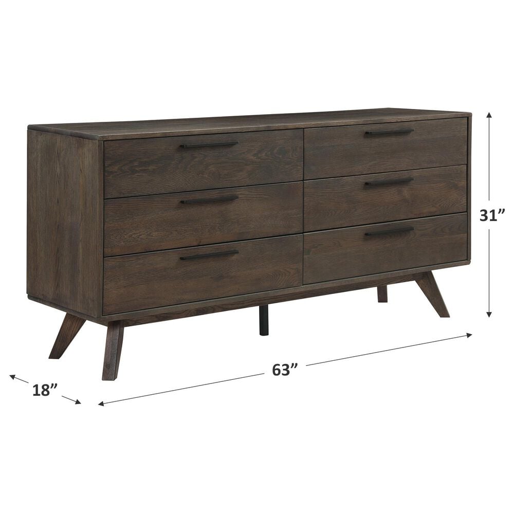 Blue River Astoria 6-Drawer Dresser in Dark Brown, , large