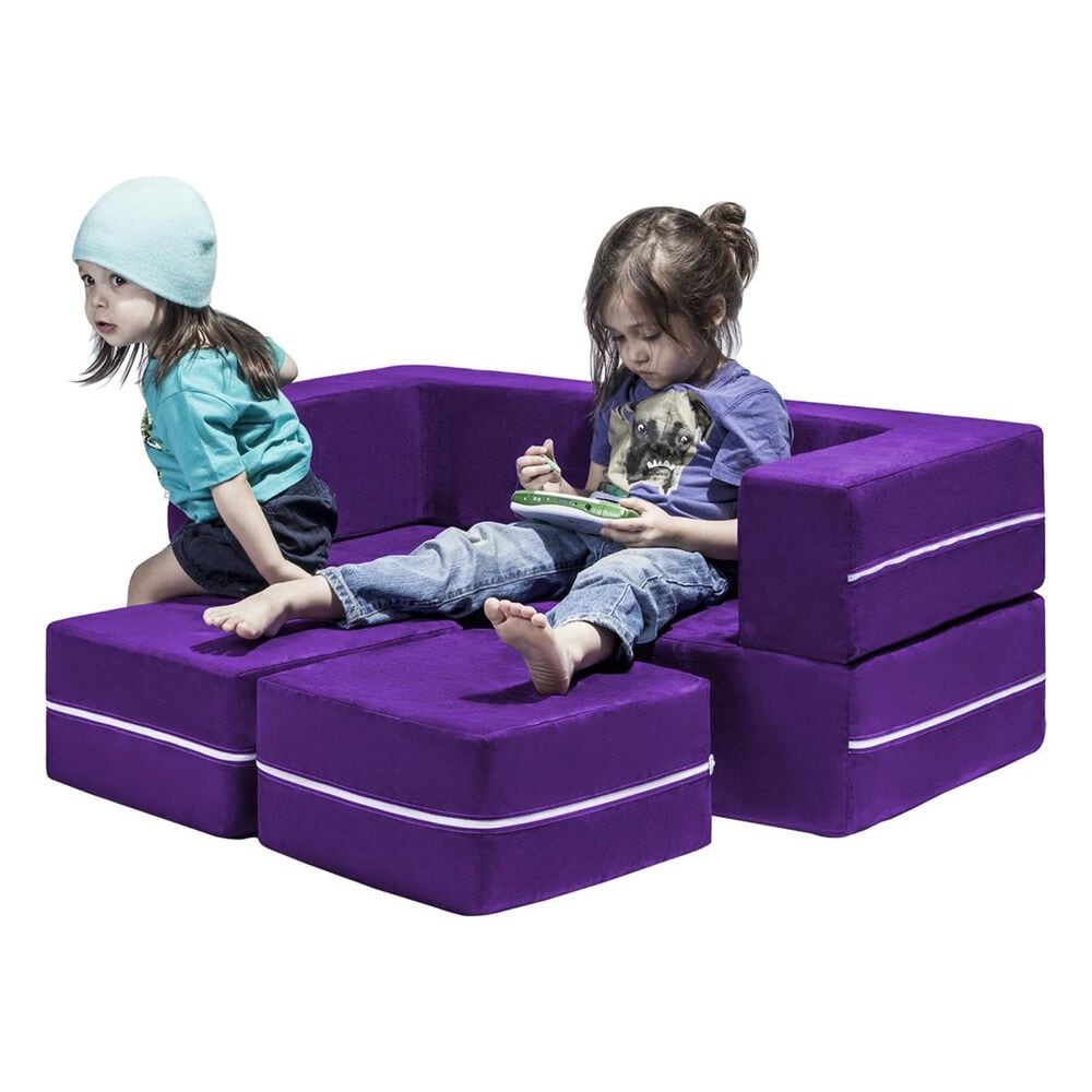 Jaxx Zipline Modular Kids Loveseat &amp; Ottomans in Grape, , large