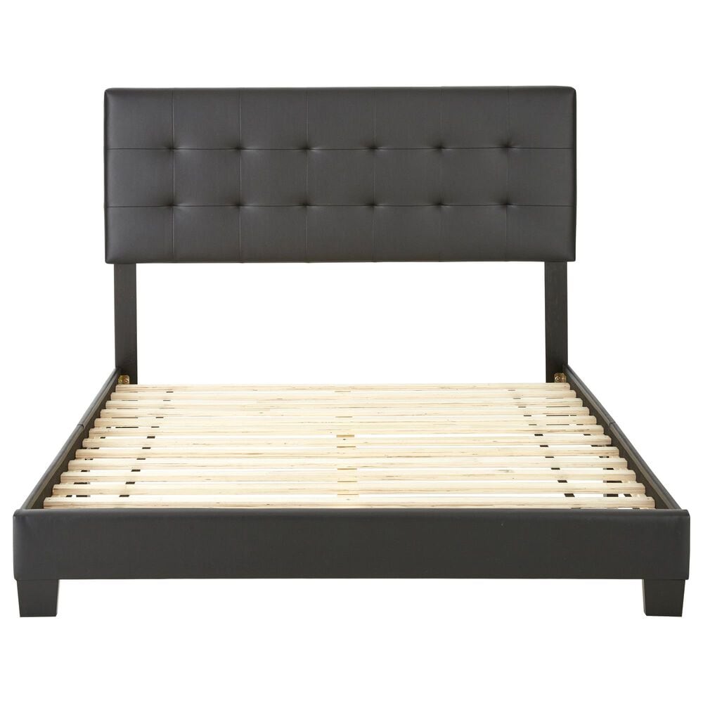 Accent Roma Full Upholstered Platform Bed in Black, , large