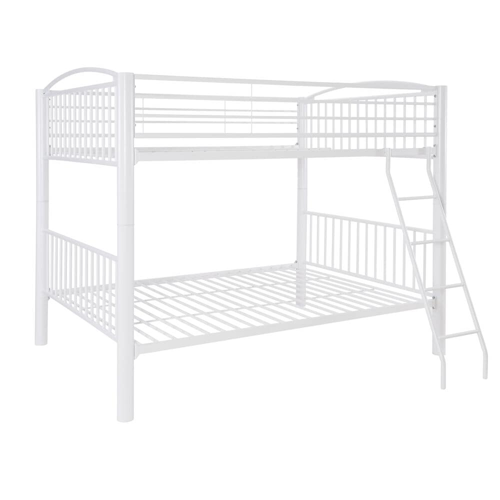 Linden Boulevard Full over Full Heavy Metal Bunk Bed in White, , large