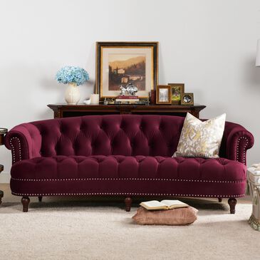 Jennifer Taylor Home La Rosa Victorian Chesterfield Tufted Sofa in Burgundy Velvet, , large