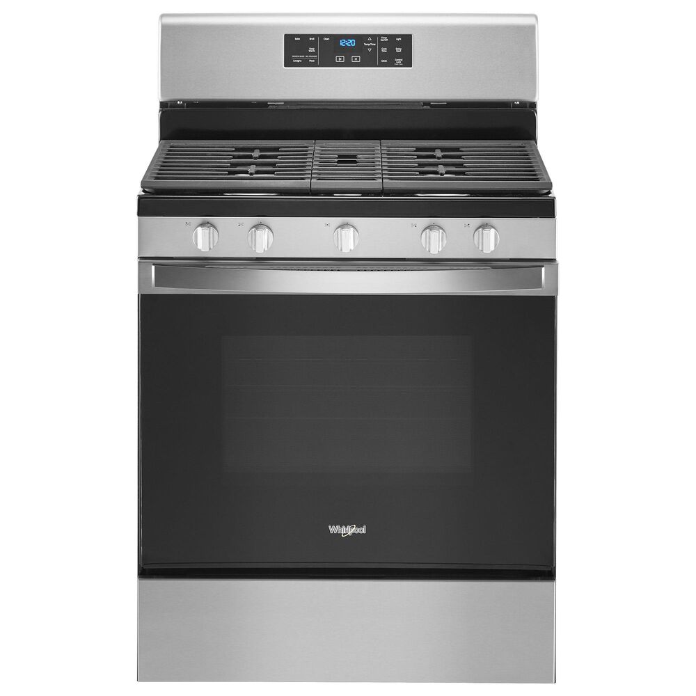 Whirlpool 3-Piece Kitchen Package with 5.0 Cu. Ft. Gas Range and 1.7 Cu. Ft. Microwave in Stainless Steel, , large