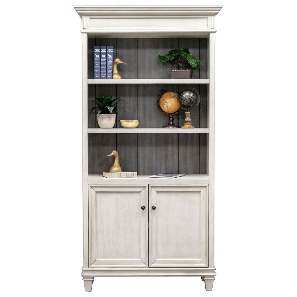 Wycliff Bay Hartford Lower Door Bookcase in White and Gray