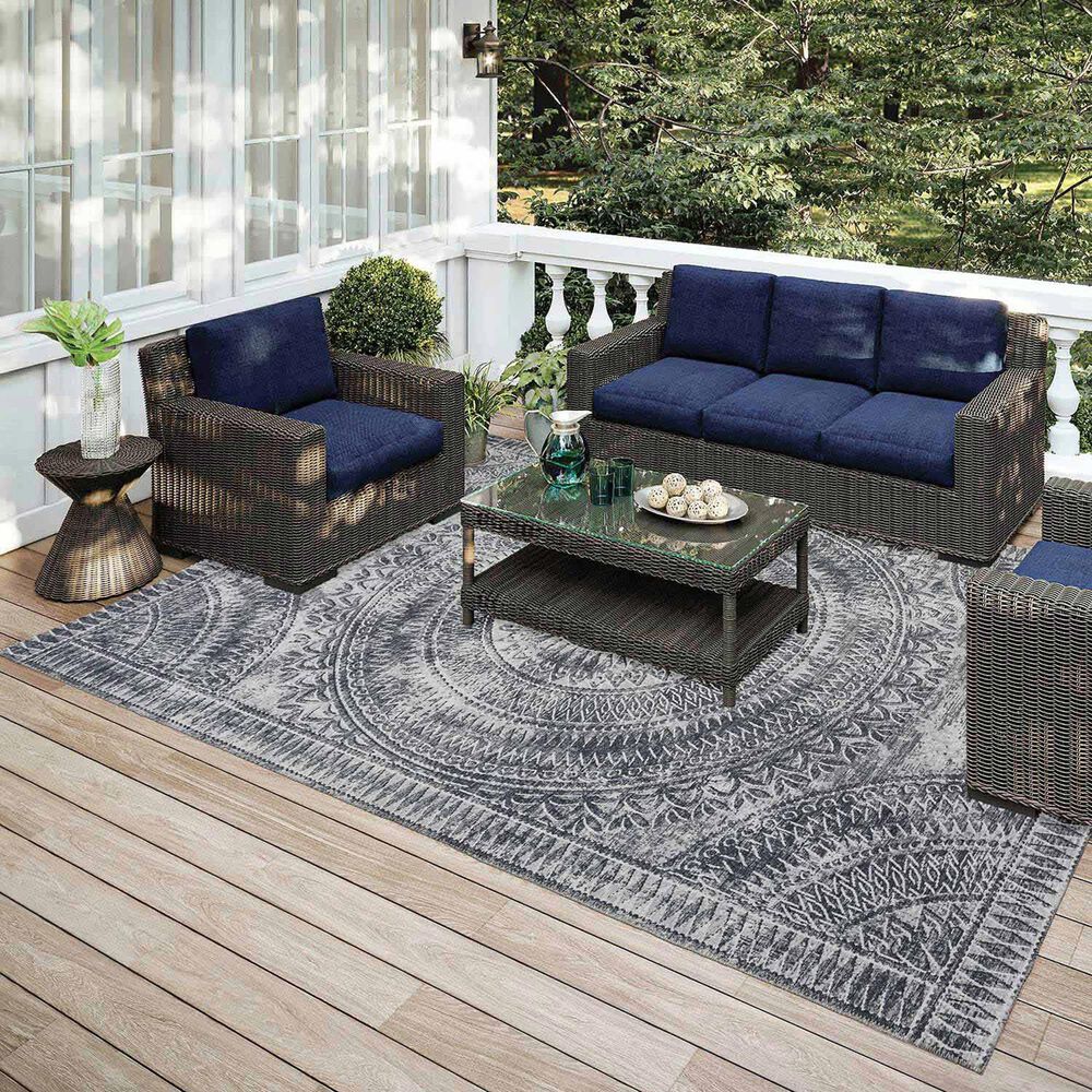 Dalyn Rug Company Sedona Bohemian 10&#39; x 14&#39; Pewter Indoor/Outdoor Area Performance Rug, , large