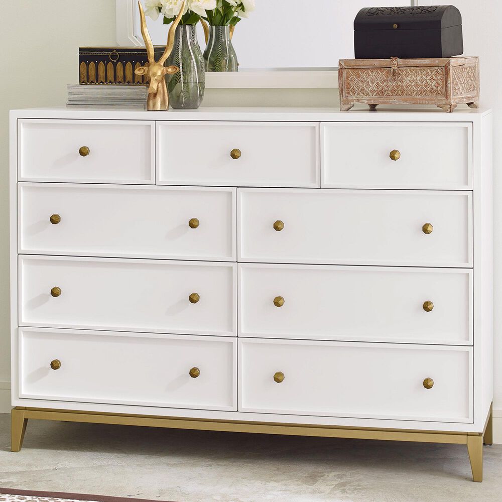 Legacy Classic Chelsea 9-Drawer Bureau in White and Gold, , large