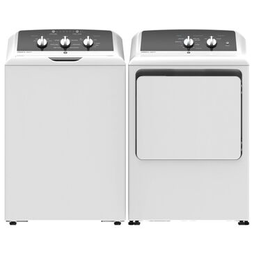 GE Appliances 4.2 Cu. Ft. Top Load Washer and 6.2 Cu. Ft. Gas Dryer Laundry Pair in White, , large