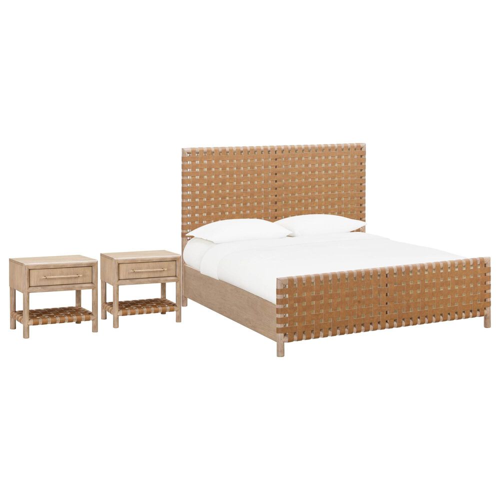 Urban Home Dorsey Queen Platform Bed with Two Nightstand in Granola, , large