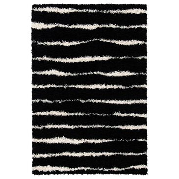 Safavieh Venus Shag VNS603Z 5"3" x 7"6" Black and Ivory Area Rug, , large