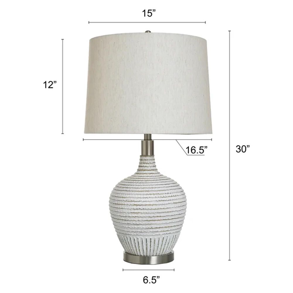 Flair Industries Ridged White Wash Table Lamp, , large