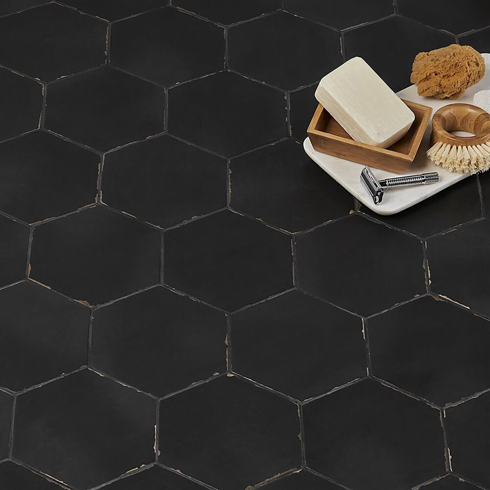 Soho Studio Costahex Sorrentine Nero 5.5&quot; x 6&quot; Hexagon Porcelain Tile, , large