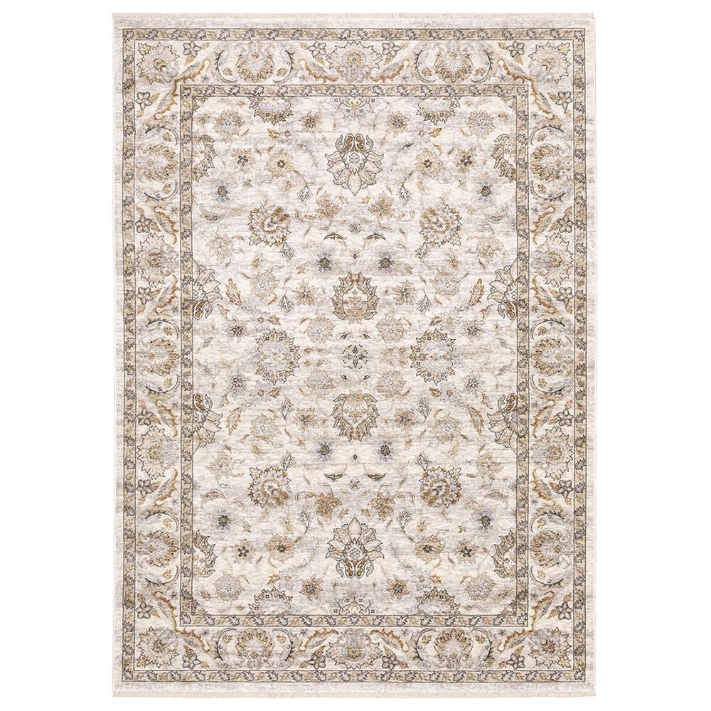 Oriental Weavers Maharaja Nepal 70W 2"3" x 7"6" Ivory and Grey Scatter Rug, , large