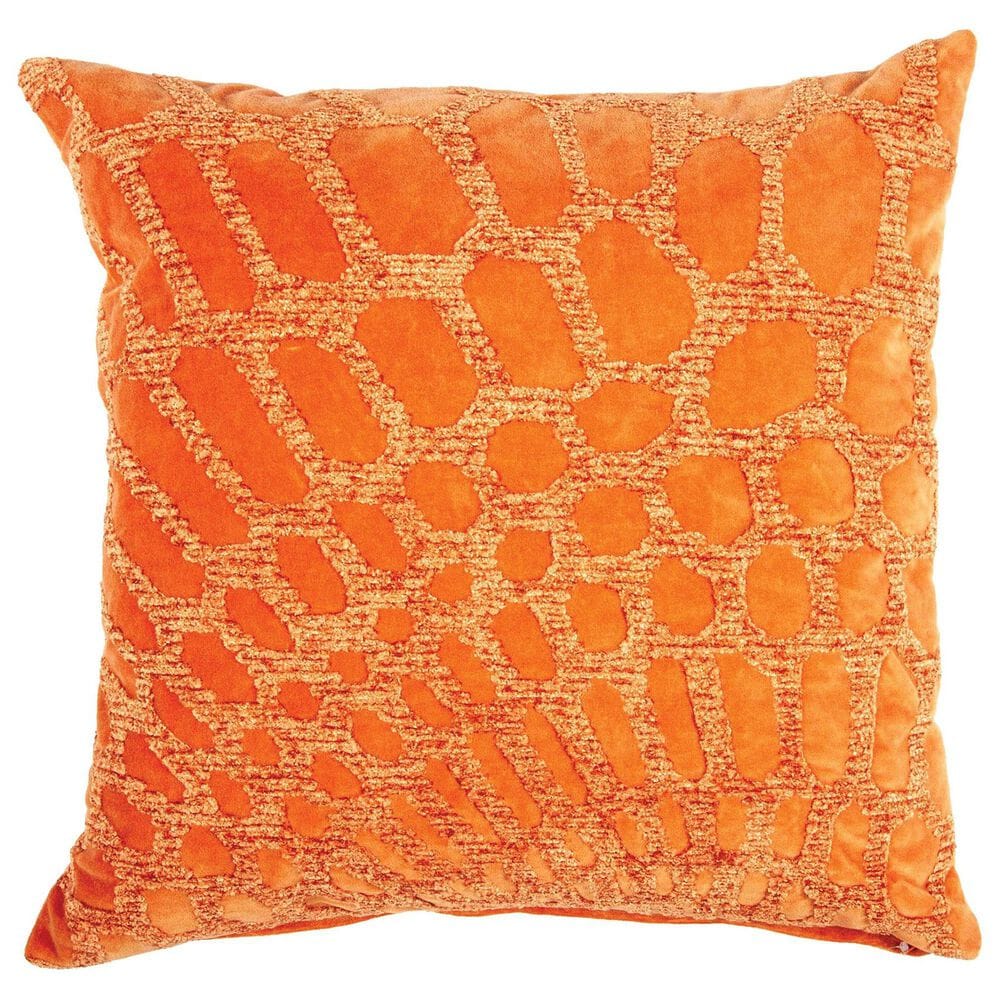 Jeffan International Alden 20" x 20" Embroidered Throw Pillow in Tangerine, , large