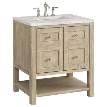 James Martin Breckenridge 30" Single Vanity in Whitewashed Oak with 3 cm Victorian Silver Quartz Top, , large