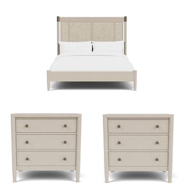 Shannon Hills Laguna Queen Panel Bed and 2 Nightstands with USB Ports in Drift, , large
