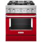 KitchenAid 30" Professional Smart Dual Fuel Range in Passion Red, , large
