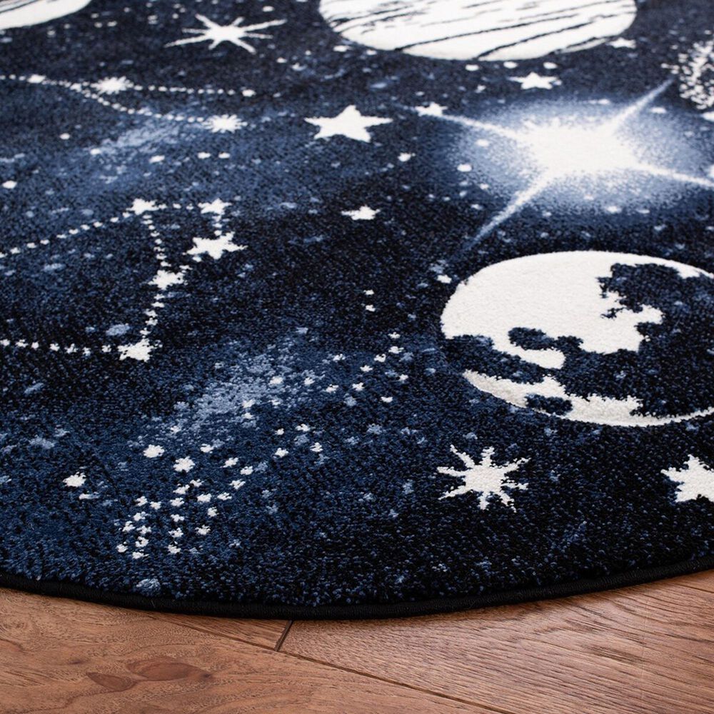 Safavieh Carousel 6&#39;7&quot; Round Dark Blue and Light Blue Kids  Area Rug, , large