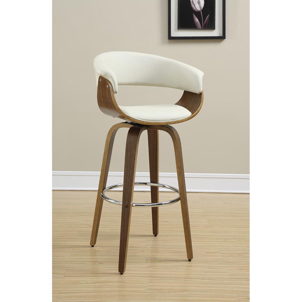 Pacific Landing Bar Stool with White Seat in Walnut, , large