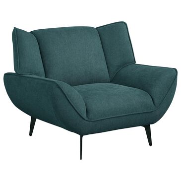 37B Acton Upholstered Flared Arm Chair in Teal Blue, , large