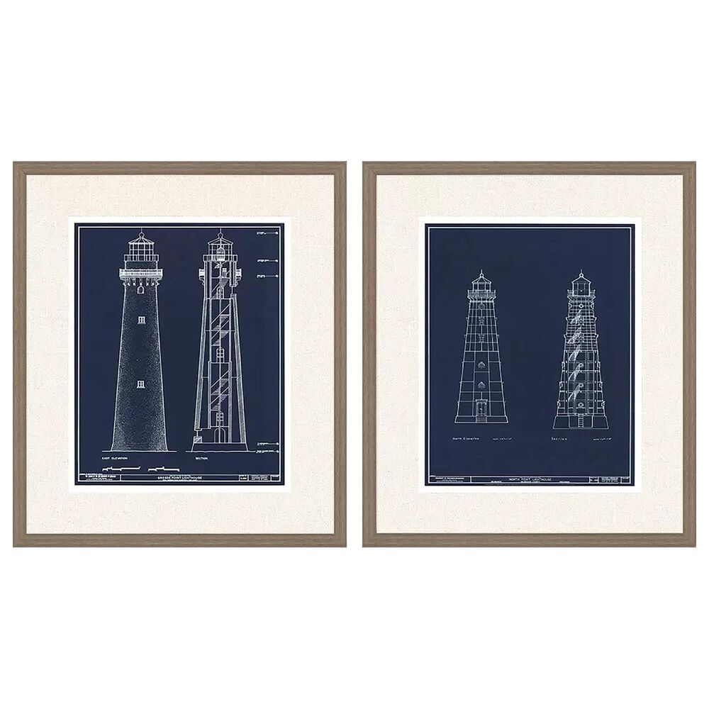 Paragon Lighthouse II 29" x 25" Wall Art in Blue (Set of 2), , large