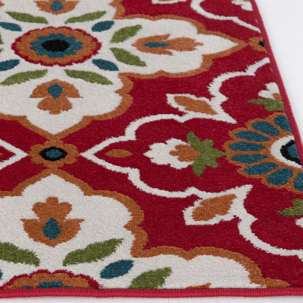 Central Oriental Terrace Tropic Bluffton 7&#39;10&quot; x 9&#39;10&quot; Coral and Snow Area Rug, , large