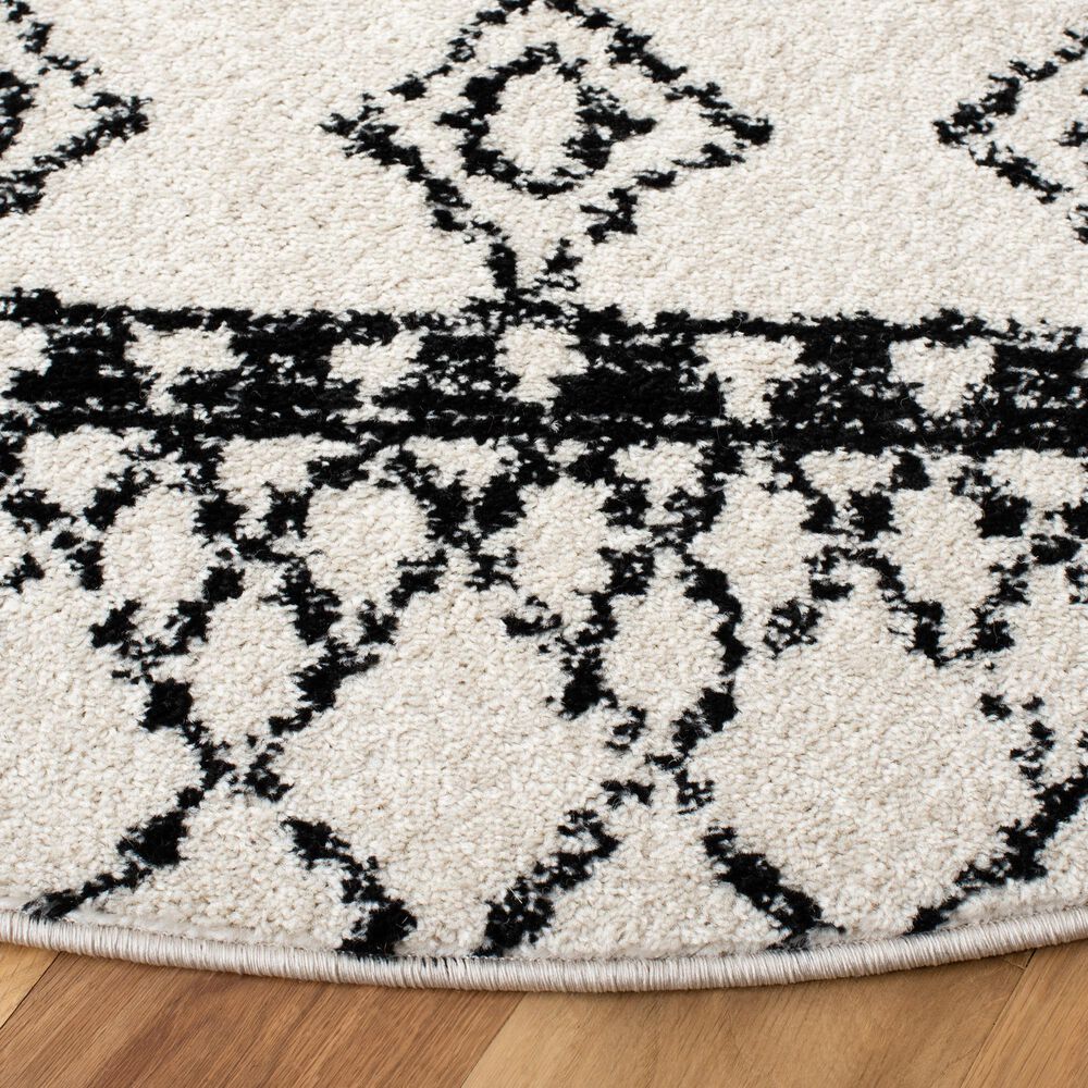 Safavieh Tulum TUL229B 5&#39; Round Ivory and Black Area Rug, , large