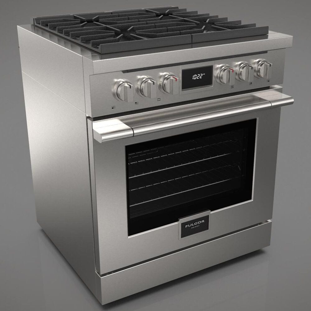 Fulgor Milano Accento 4.4 Cu. Ft. 30&quot; Professional Dual Fuel Range in Stainless Steel, , large