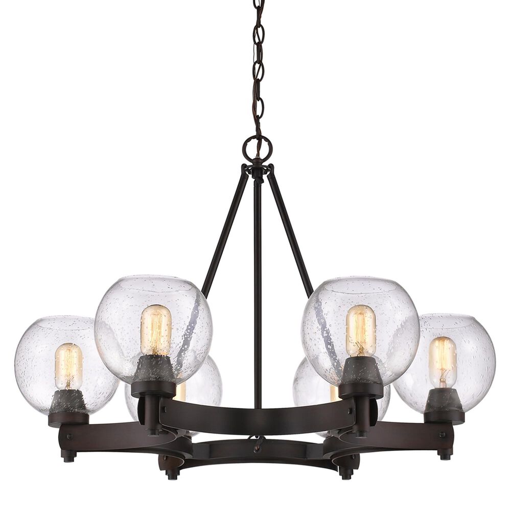 Golden Lighting Galveston 6-Light Chandelier in Rubbed Bronze with Seeded Glass, , large