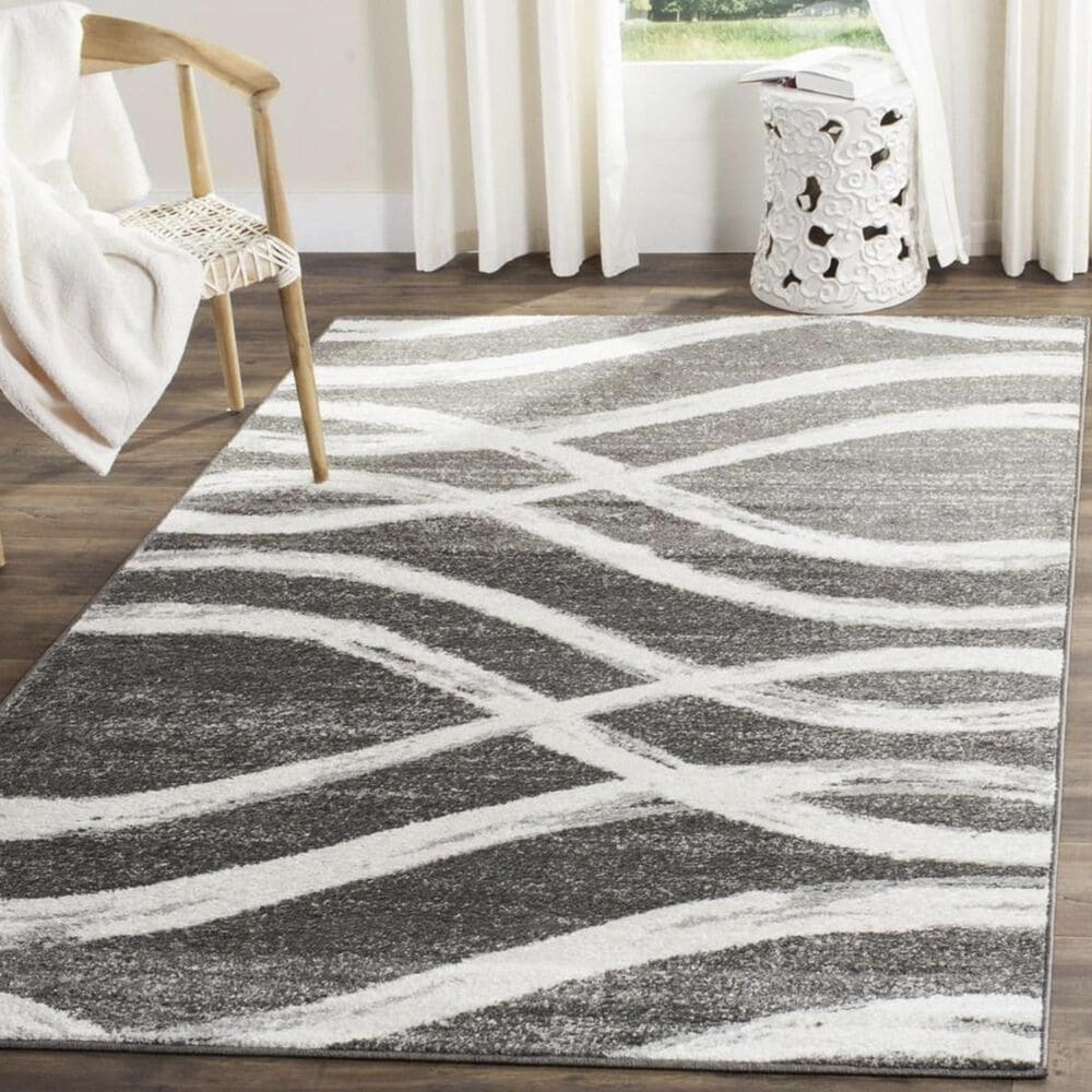 Safavieh Adirondack ADR125R 5&#39;1&quot; x 7&#39;6&quot; Charcoal and Ivory Area Rug, , large