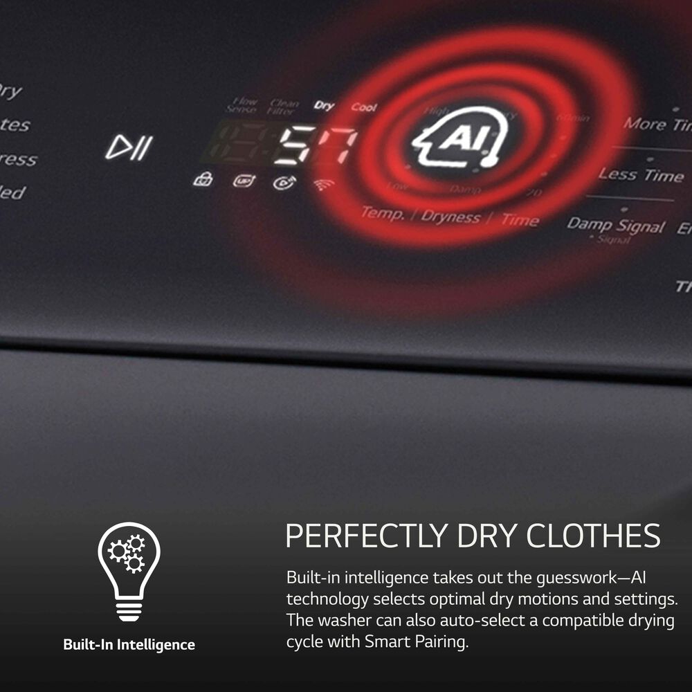 LG 7.3 Cu. Ft. Rear Control Electric Dryer with LG EasyLoad Door and AI Sensing in Matte Black, , large