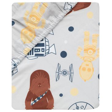 Lambs and Ivy Star Wars Millennium Falcon Fitted Crib Sheet in Brown, Yellow, Blue and Gray, , large