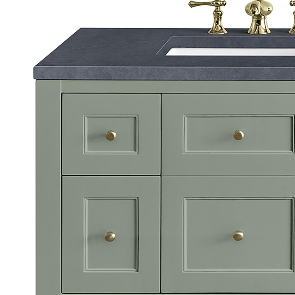 James Martin Breckenridge 72&quot; Double Bathroom Vanity in Smokey Celadon with 3 cm Charcoal Soapstone Quartz Top and Rectangular Sinks, , large