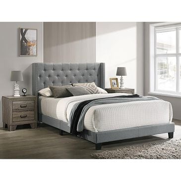 Claremont Makayla Queen Upholstered Bed in Gray, , large