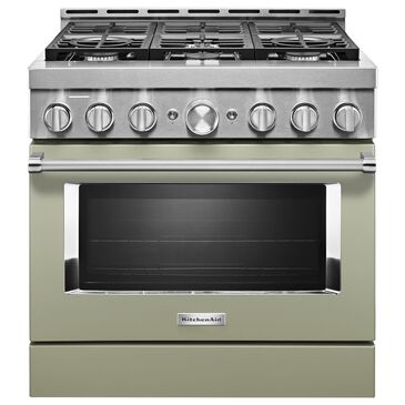 KitchenAid 36" Slide-In Gas True Convection Range with Self-Cleaning in Avocado Cream, , large