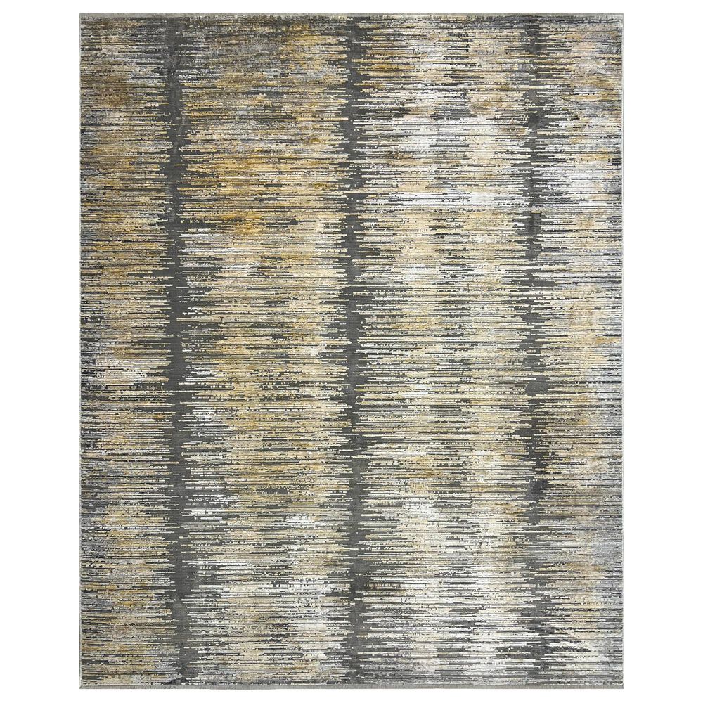 Nourison Abstract Hues 2"6" x 4" Grey and Gold Area Rug, , large