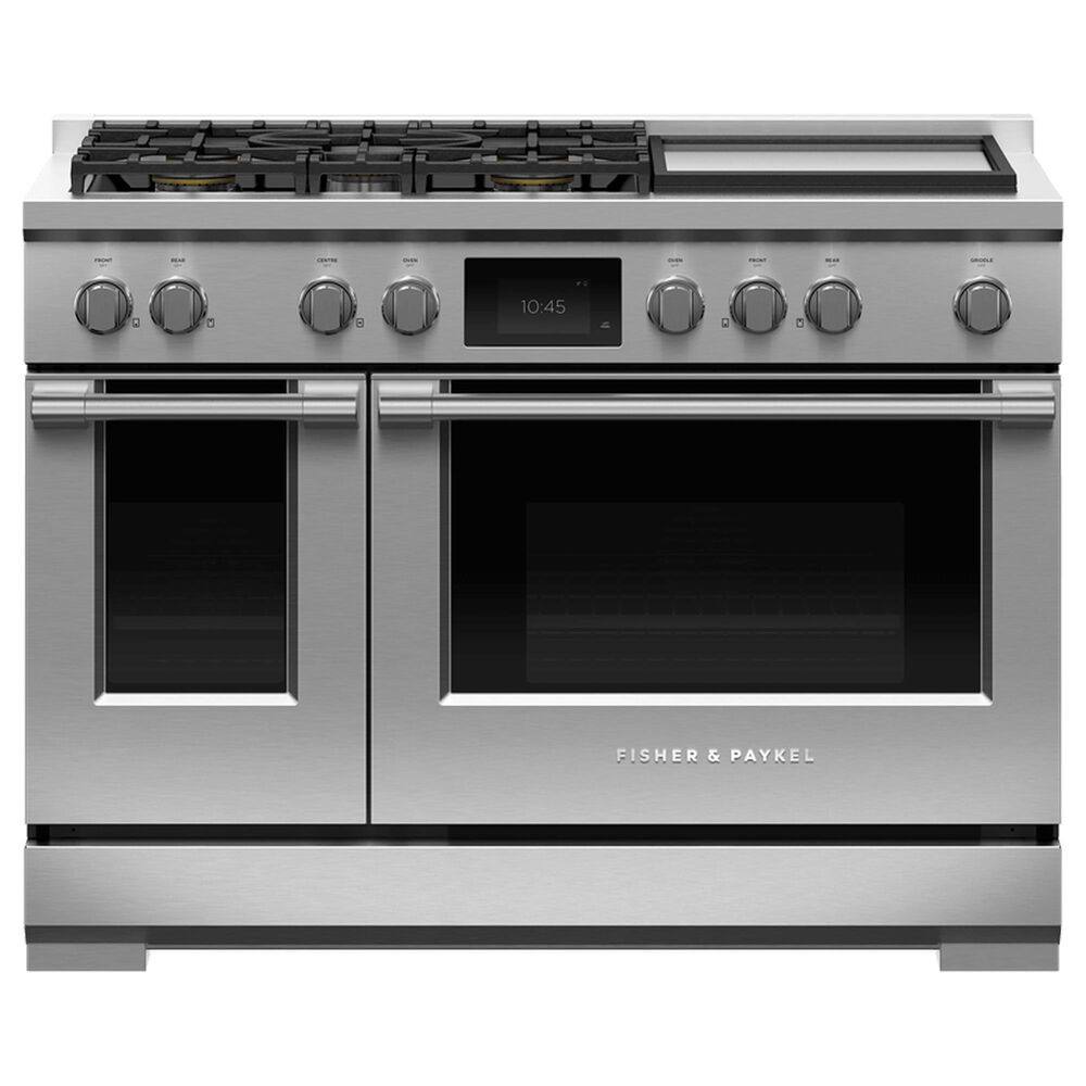 Fisher and Paykel 48" Professional Dual Fuel Range with 5 Burners and Natural Gas in Stainless Steel, , large